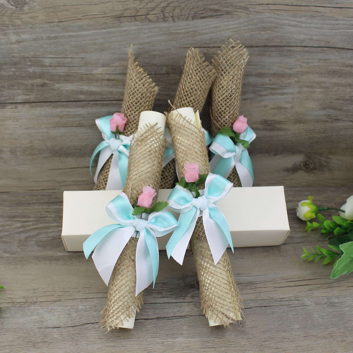 Linen Scroll Invitation Card Greeting Invitation Personalized Custom 
